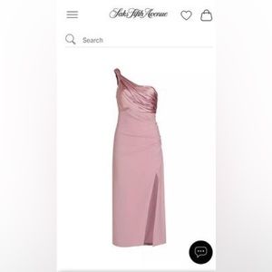 Cinq à Sept , Trenton one shoulder midi dress in Pink Sand colour.
